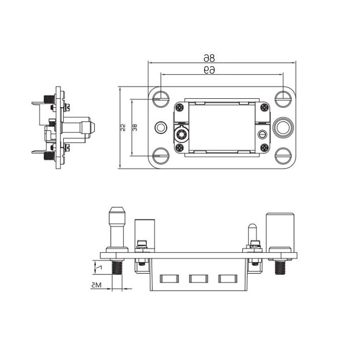  Inch-size rectangular Multi-connector H6B-M2-F